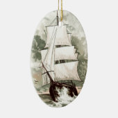 Vintages Zeichnen: Drei bemastetes Schiff Keramikornament (Rechts)