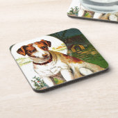 Vintages Zeichnen: Jack-Russel-Terrier Untersetzer (Linke Seite)