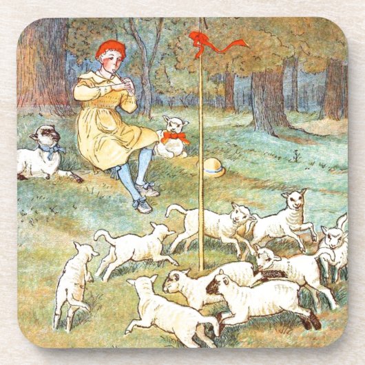 Vintages Zeichnen: Junger Schäfer mit seinen Getränkeuntersetzer (Vorderseite)