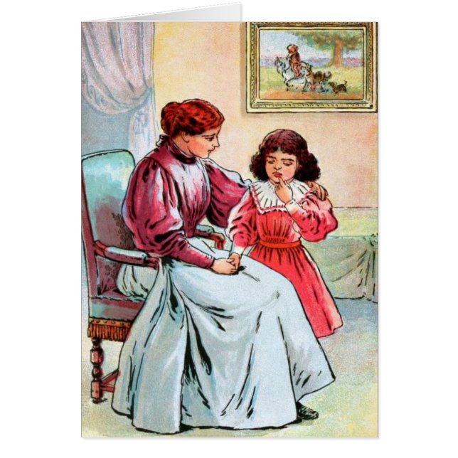 Vintages Zeichnen: Mutter und Tochter (Vorne)