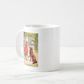 Vintages Zeichnen: Rotkäppchen und der Wolf Kaffeetasse (Vorderseite Links)