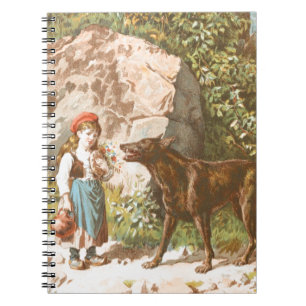 Vintages Zeichnen: Rotkäppchen und der Wolf Notizblock