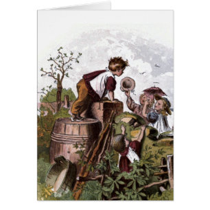 Vintages Zeichnen: Spielen der Kinder