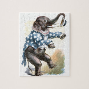 Vintages Zeichnen: Zirkus-Elefant Puzzle