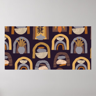 Vintages zeitgenössisches nahtloses Muster mit Ä Poster