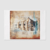 Vintages Zeitungsblatt mit Segelgalerie Seidenpapier (Vorderseite)