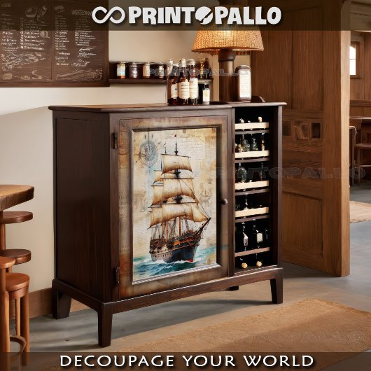 Vintages Zeitungsblatt mit Segelgalerie Seidenpapier