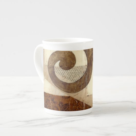 Vintages Zeitungsklettern Porzellantasse (Vorderseite Links)