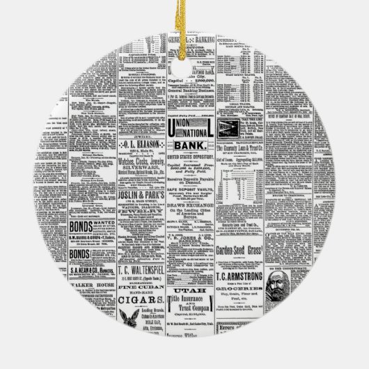 Vintages Zeitungsmonogramm Keramikornament (Hinten)