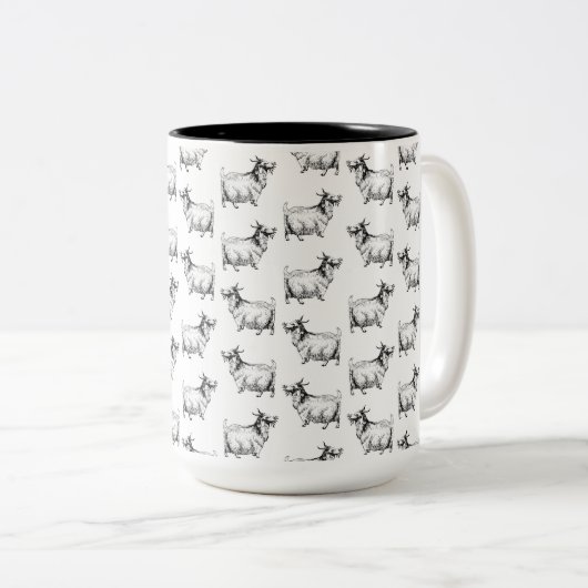 Vintages Ziege mit Leaf Antiquitätenmuseum CUSTOM Zweifarbige Tasse (VorderseiteRechts)