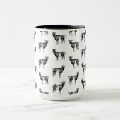 Vintages Ziegenmuster CUSTOM HINTERGRUNDFARBE Tasse (Zentrum)