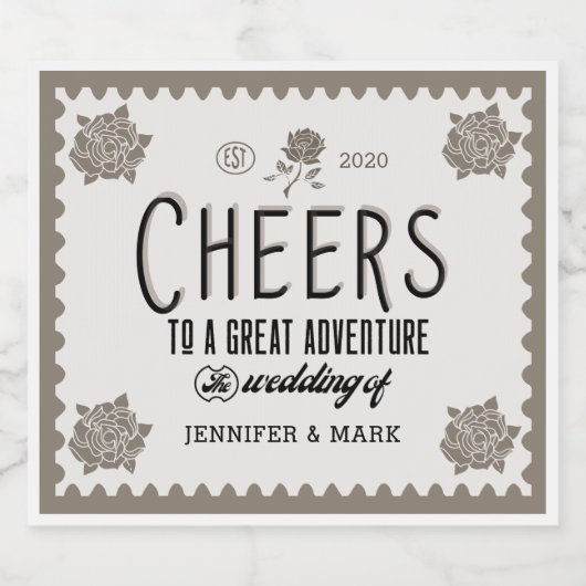 Vintages Zierschrift-Hochzeitskennzeichen Alkoholflaschenetikett (Einzelnes Label)