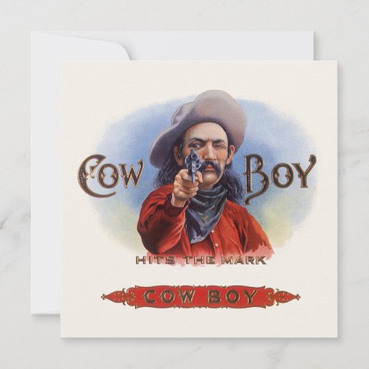 Vintages Zigar Label Kunst, Cowboy trifft auf Mark (Vorderseite)