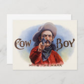 Vintages Zigar Label Kunst, Cowboy trifft auf Mark (Vorne/Hinten)