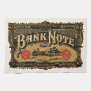 Vintages Zigarrenlabel Art, Bank Note Money Financ Geschirrtuch