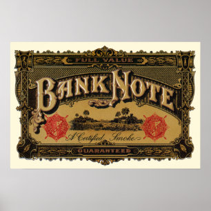 Vintages Zigarrenlabel Art, Bank Note Money Financ Poster