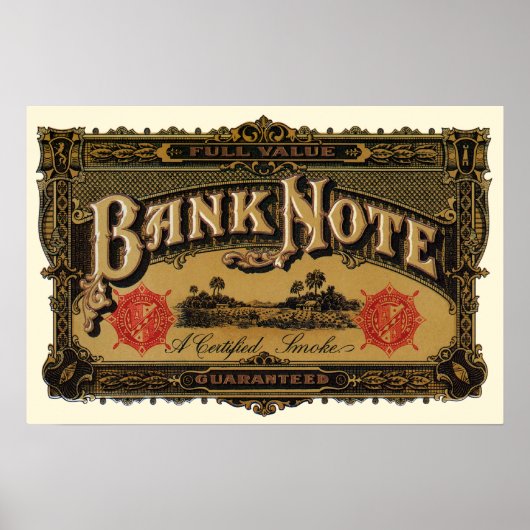 Vintages Zigarrenlabel Art, Bank Note Money Financ Poster (Vorne)