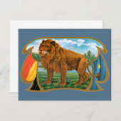 Vintages Zigarrenlabel Art, Löwe, König des Dschun (Vorne/Hinten)