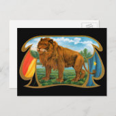 Vintages Zigarrenlabel Art, Löwe, König des Dschun Postkarte (Vorne/Hinten)