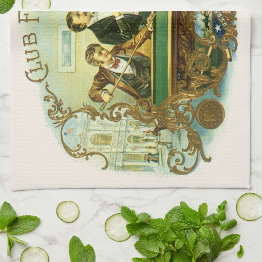 Vintages Zigarrenlabel Kunst, Kletterfreunde Billa Geschirrtuch (Gefaltet)