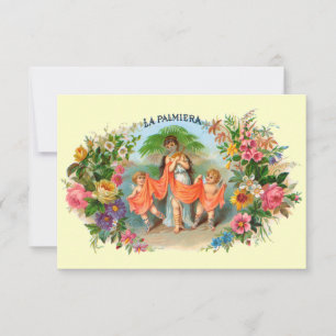 Vintages Zigarrenlabel La Palmiera, Frau mit Engel