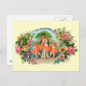 Vintages Zigarrenlabel La Palmiera, Frau mit Engel Postkarte (Vorne/Hinten)