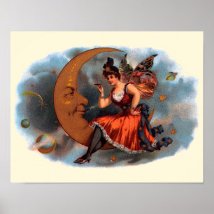 Vintages Zigarrensiegel Kunst, Viktorianische Märc Poster