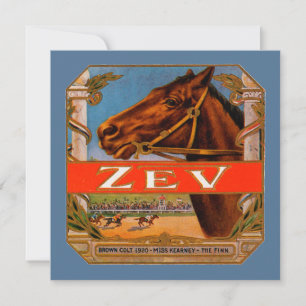 Vintages Zigarrensiegel, Zev-Race-Pferde, brauner