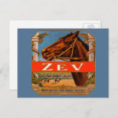 Vintages Zigarrensiegel, Zev-Race-Pferde, brauner Postkarte (Vorne/Hinten)