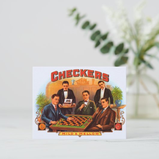 Vintages Zigarrenzeichen Kunst, Schachbrett Milde  (Stehend Vorderseite)