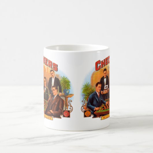Vintages Zigarrenzeichen Kunst, Schachbrett Milde Kaffeetasse (Mittel)