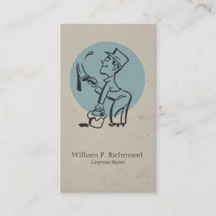 Vintages Zimmerei-Farben-Blau mit Retro Kreis Visitenkarte