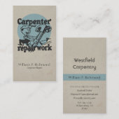 Vintages Zimmerei-Reparatur-Blau mit Retro Kreis Visitenkarte (Vorne/Hinten)