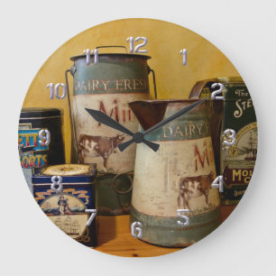 Vintages Zinn und Krüge Große Wanduhr