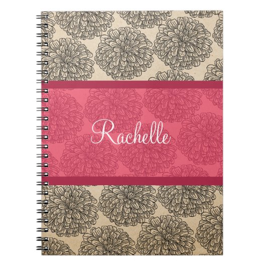 Vintages Zinnia-Notebook Notizblock (Vorderseite)