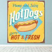 Vintages Zinnzeichen - Hot Dogs Leinwanddruck (Insitu (Holzboden))