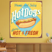 Vintages Zinnzeichen - Hot Dogs Leinwanddruck (Insitu (Wohnzimmer))