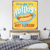 Vintages Zinnzeichen - Hot Dogs Leinwanddruck (Insitu (Schlafzimmer))