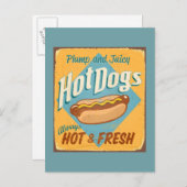 Vintages Zinnzeichen - Hot Dogs Postkarte (Vorne/Hinten)