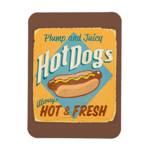 Vintages Zinnzeichen - Hotdogs Magnet