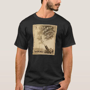 Vintages Zirkus-Plakat-menschlicher Kanonen-Ball T-Shirt