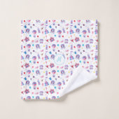 Vintages Zirkusmuster | Türkisblau Badhandtuch Set (Waschlappen)