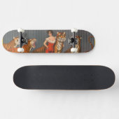 Vintages Zirkusposter der Frau mit sechs Tigern. Skateboard (Horizontal)