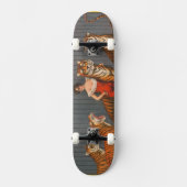 Vintages Zirkusposter der Frau mit sechs Tigern. Skateboard (Vorderseite)