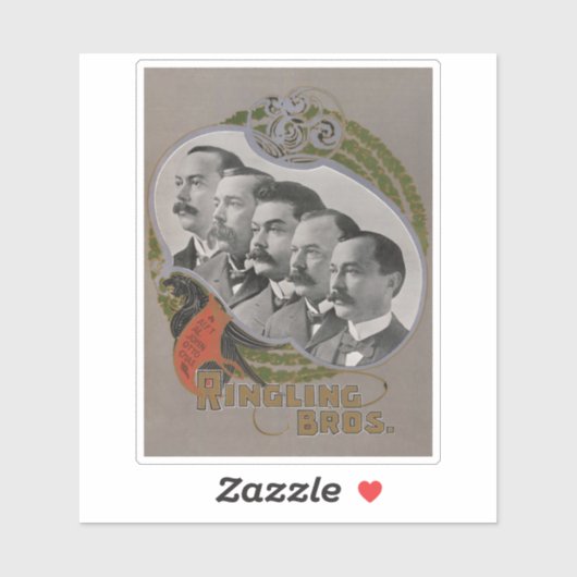 Vintages Zirkusposter der fünf Brüder Aufkleber (Blatt)