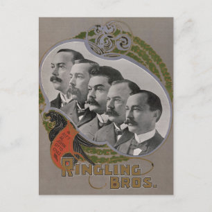 Vintages Zirkusposter der fünf Brüder Postkarte