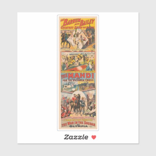 Vintages Zirkusposter des Mahdi Aufkleber (Blatt)