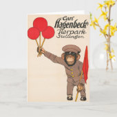 Vintages Zirkusposter eines Affen mit Balloons Karte (Gelbe Blume)