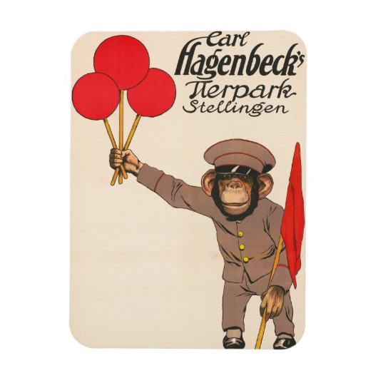 Vintages Zirkusposter eines Affen mit Balloons Magnet (Vertikal)