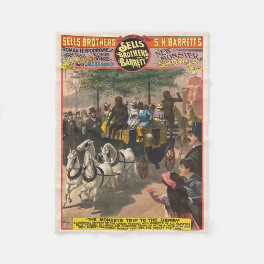 Vintages Zirkusposter eines Affentrainers Fleecedecke (Vorderseite)